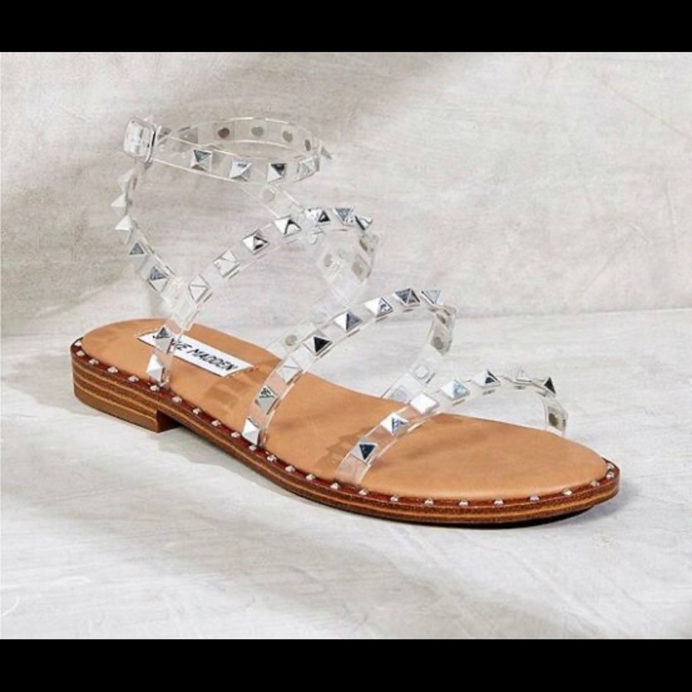 NWOT Steve Madden clear studded sandals